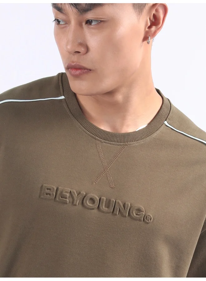 بيونغ Brown Beyoung Embossed Oversized T-Shirt