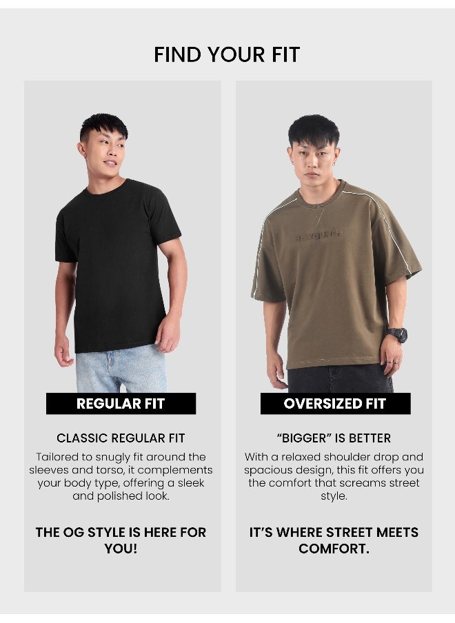 Beyoung Brown Beyoung Embossed Oversized T-Shirt  - Image 4