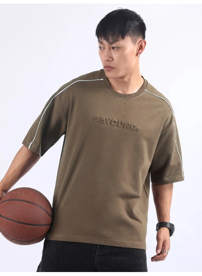 بيونغ Brown Beyoung Embossed Oversized T-Shirt
