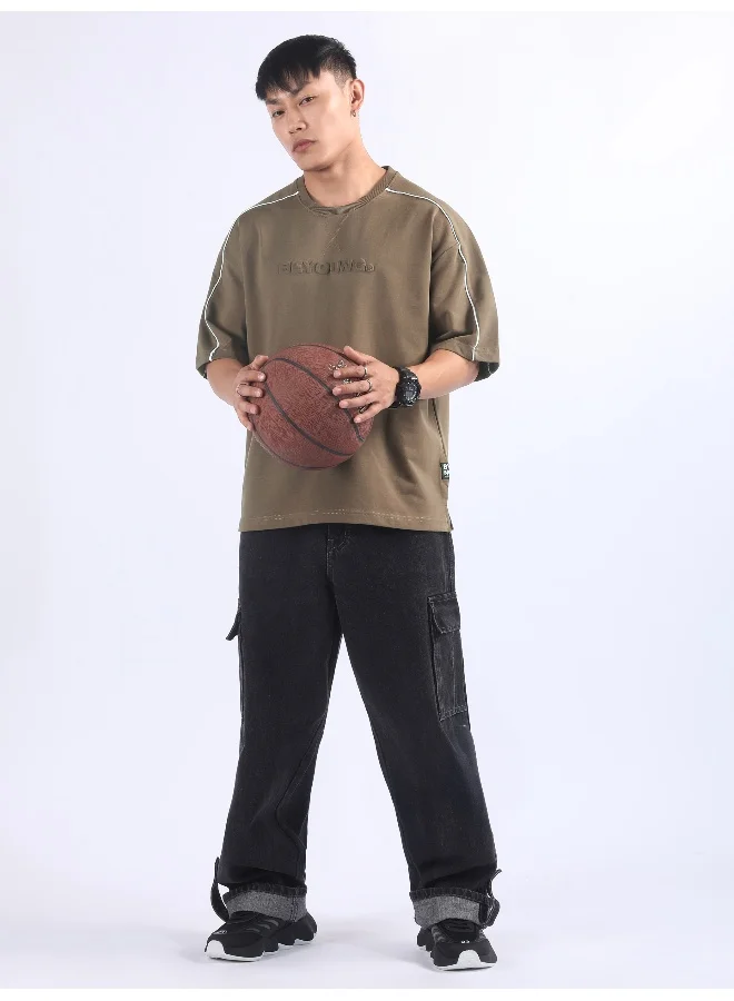 بيونغ Brown Beyoung Embossed Oversized T-Shirt