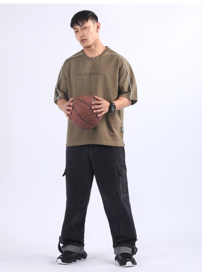 Beyoung Brown Beyoung Embossed Oversized T-Shirt  - Image 5