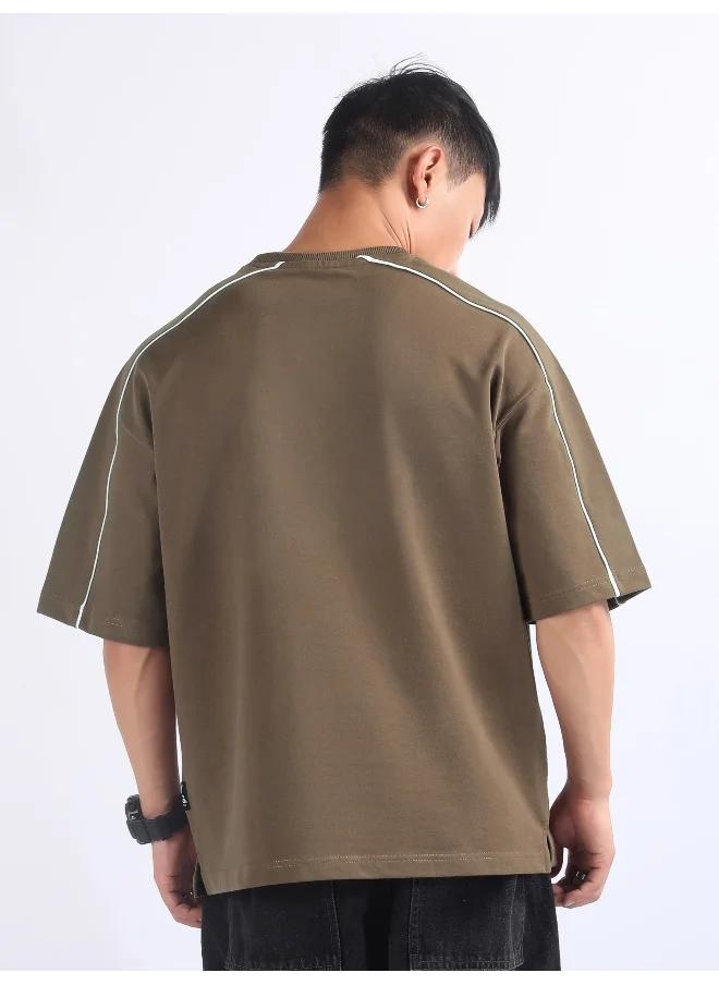 بيونغ Brown Beyoung Embossed Oversized T-Shirt