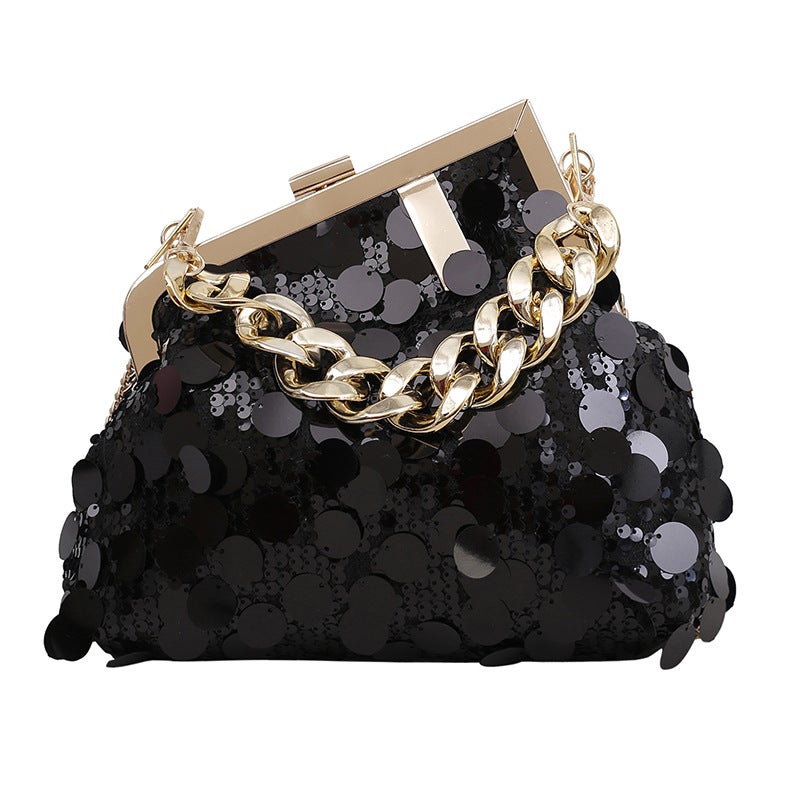 Shiny Small Bag For Women Versatile Crossbody Bag Sequin Chain Bag Fashion Clip Bag Hand Evening Bag - Image 1