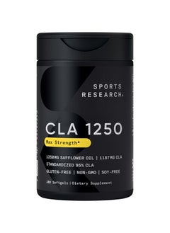 Sports Research CLA - 1250mg with Active Conjugated Linoleic Acid for Men and Women | Non-GMO, Soy & Gluten Free - 95% (180 Softgels)…