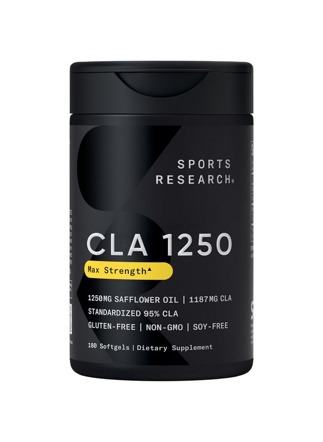 SPORTS RESEARCH - Sports Research CLA - 1250mg with Active Conjugated Linoleic Acid for Men and Women | Non-GMO, Soy & Gluten Free - 95% (180 Softgels)… - Image 1