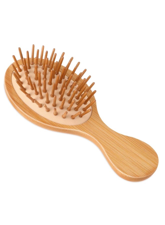 ChicAbode Natural Bamboo Brush, Mini Paddle Detangling Hairbrush Portable Bamboo Bristles Scalp Massage Comb Anti-Static Pocket Size Wooden Travel Hair Brush for Women & Men & Kids Thick/Thin/Curly/Dry Hair - Image 1
