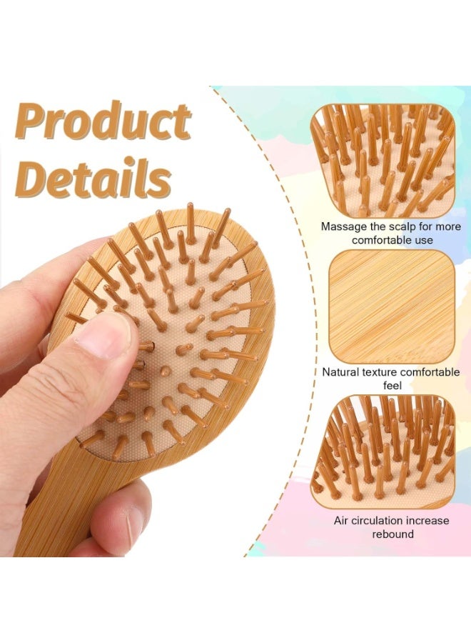 ChicAbode Natural Bamboo Brush, Mini Paddle Detangling Hairbrush Portable Bamboo Bristles Scalp Massage Comb Anti-Static Pocket Size Wooden Travel Hair Brush for Women & Men & Kids Thick/Thin/Curly/Dry Hair - Image 2