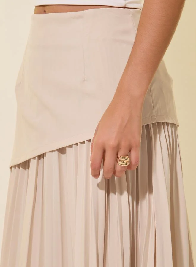 تايك تو Solid Pleated A-Line Maxi Skirt