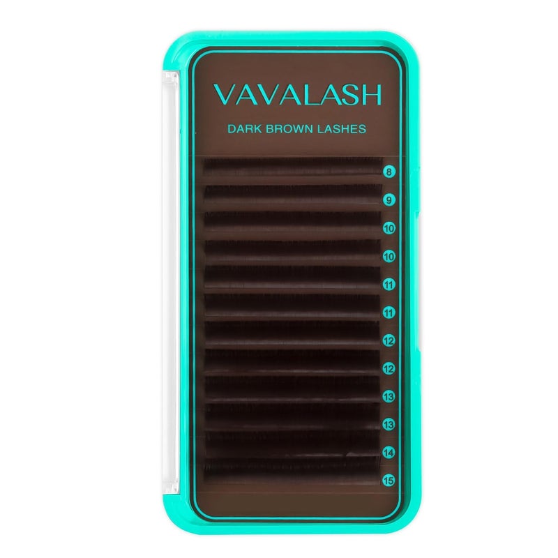 VAVALASH Colored Lash Extensions Dark Brown Eyelash Extensions 0.03 0.05 0.07 Volume Lash Extension 8-15mm Mixed Lashes C D Curl Premium color Lashes Extension(Dark Brown-0.03-C-8-15mm) - Image 1