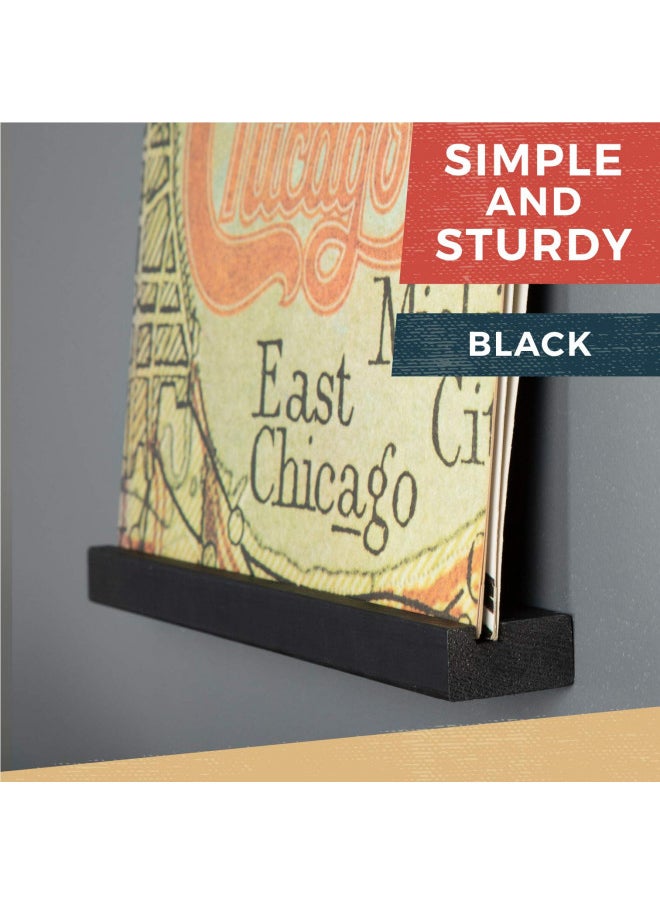 Ilyapa Ilyapa Wood Vinyl Record Shelves Wall Mount, 6 Pack - Black Record Album Holder - Display Your LP, Highlight Favorite Records Wall Holder, Showcase Your Coolest Albums Vinyl Album Decor Shelf  - Image 2