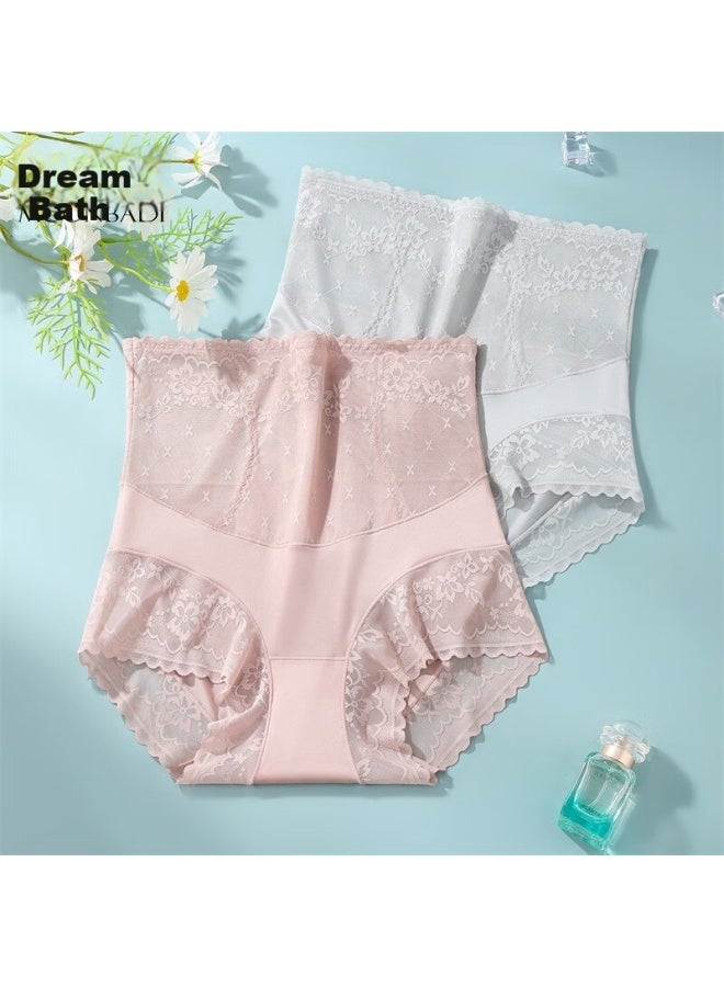 Moonbadi Mengbadi Women's Underwear, 2-pack, High-waisted, Tummy Control Lace, Silk Bottom, Moisture-wicking, Breathable, Triangle Panties - Image 5