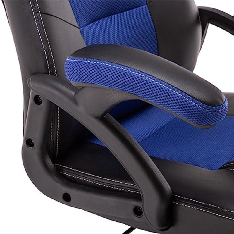 Gaming chair for home office use, premium PU leather, black and blue color scheme, ergonomic lumbar support and 135-degree reclining feature - Image 5