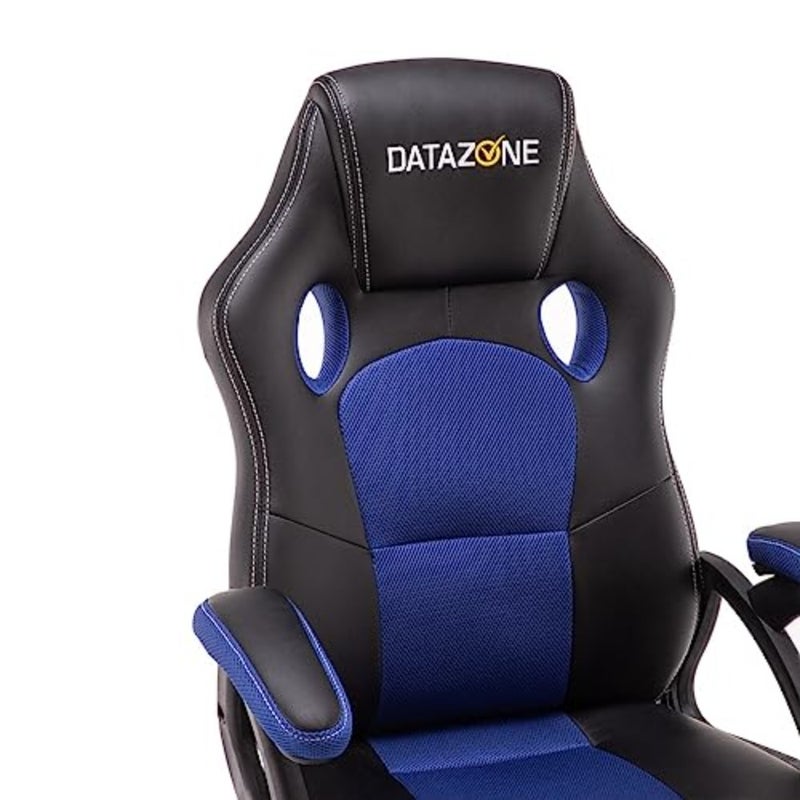 Gaming chair for home office use, premium PU leather, black and blue color scheme, ergonomic lumbar support and 135-degree reclining feature - Image 2