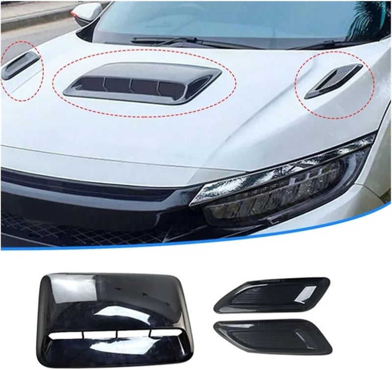 Car Air Flow Intake Hood Scoop Vent Bonnet Decor Cover Center Side Outlet Auto Exterior Universal B Compatible With Ford Toyota Chevrolet - Image 4