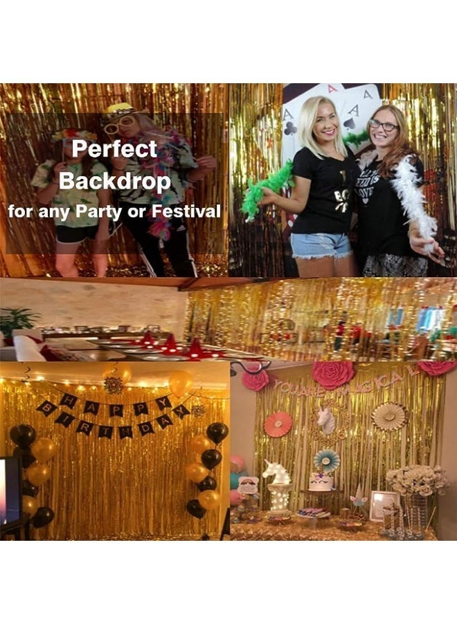 Party 2 Pack Gold Metallic Foil Tassel Curtains for Party Photo Background Wedding Decoration (Single Piece Size: 100cmX200CM) - Image 3
