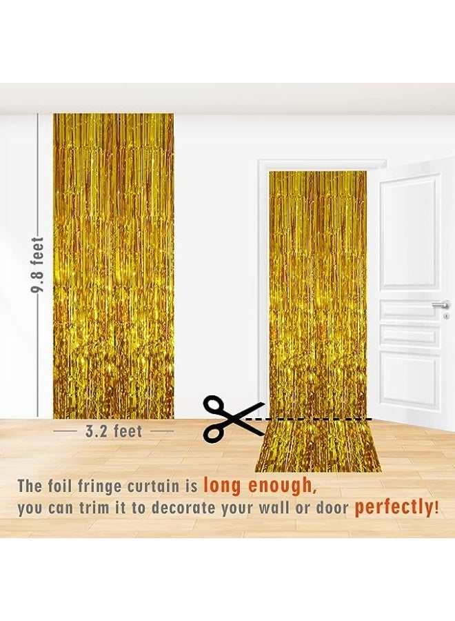 Party 2 Pack Gold Metallic Foil Tassel Curtains for Party Photo Background Wedding Decoration (Single Piece Size: 100cmX200CM) - Image 5