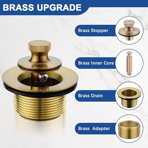 Anpean Brass Bathtub Drain Kit, Lift and Turn Tub Drain Kit with Two-Hole Tub Overflow Faceplate, Matte Black - Image 4