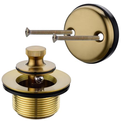 Anpean Brass Bathtub Drain Kit, Lift and Turn Tub Drain Kit with Two-Hole Tub Overflow Faceplate, Matte Black - Image 1