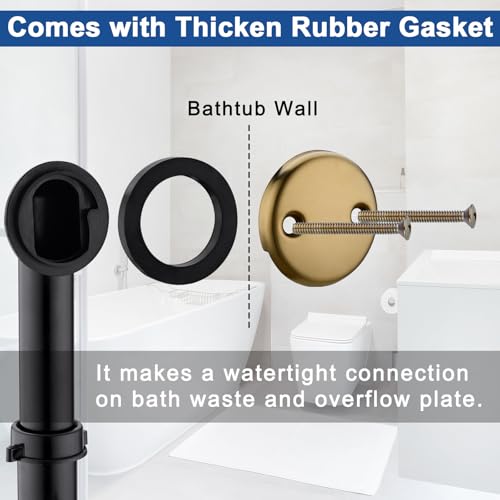 Anpean Brass Bathtub Drain Kit, Lift and Turn Tub Drain Kit with Two-Hole Tub Overflow Faceplate, Matte Black - Image 3