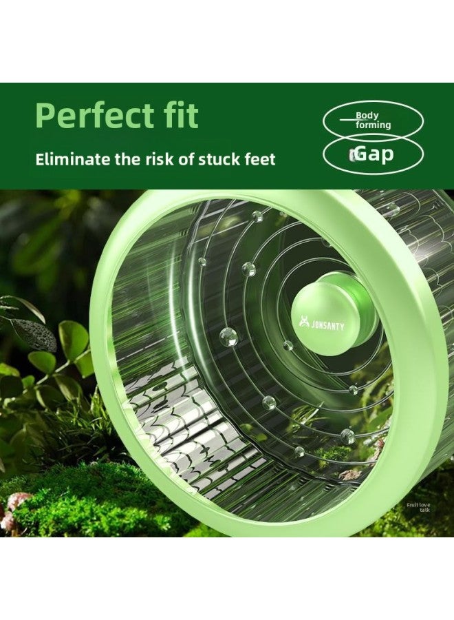 Hamster Running Wheel Ultra-quiet Golden Bear Roller Suspension Bracket To Relieve Boredom Running Anti-throw Sports Toys-Color:Star Rail Running Wheel 12.5cm Green Transparent + Anti-shake Ring + Astronaut Bracket  - Image 5