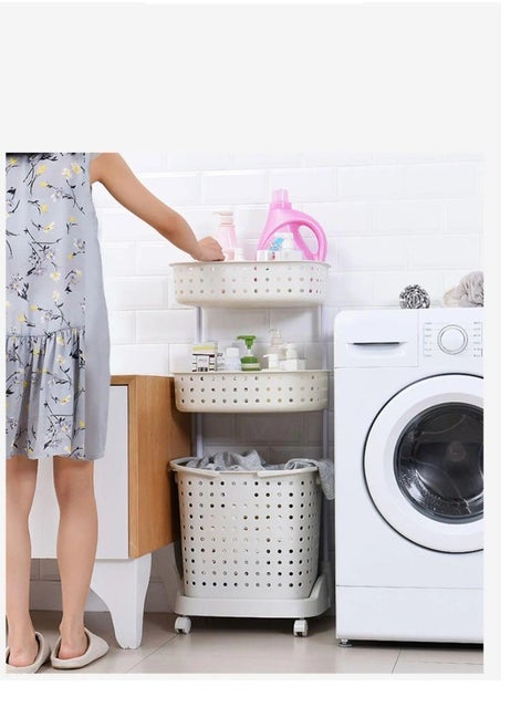 Plastic Laundry Basket Super Load-Bearing Dirty Clothes Basket Multi Layer Mbined Type Toy Storage Basket With Pulley