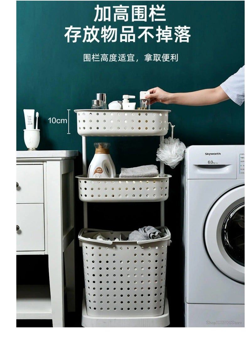 Plastic Laundry Basket Super Load-Bearing Dirty Clothes Basket Multi Layer Mbined Type Toy Storage Basket With Pulley