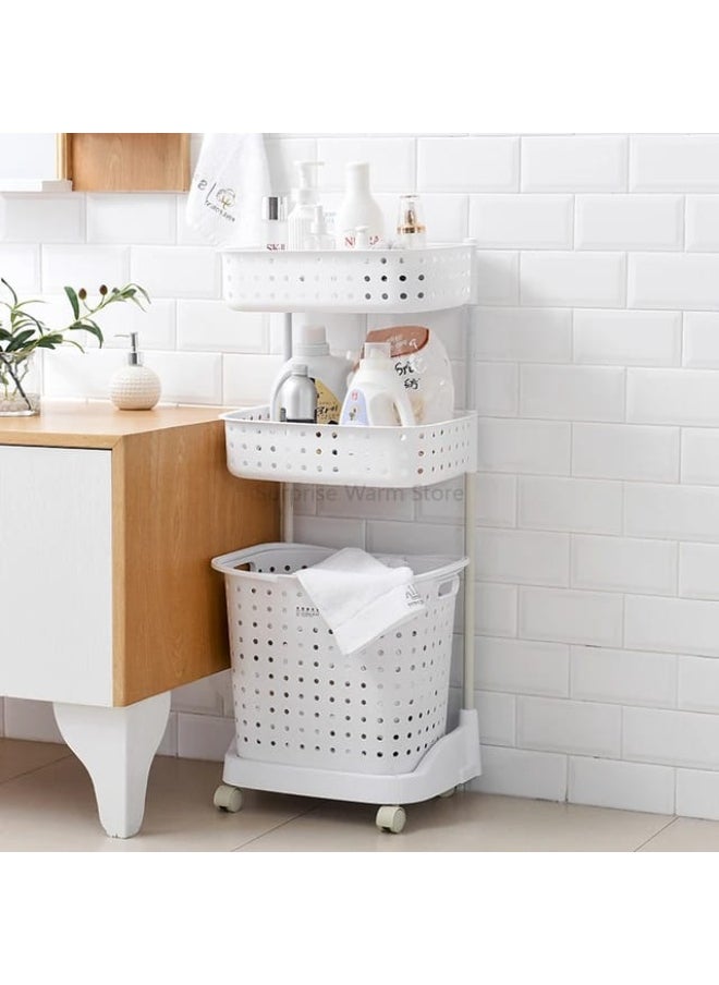 Plastic Laundry Basket Super Load-Bearing Dirty Clothes Basket Multi Layer Mbined Type Toy Storage Basket With Pulley