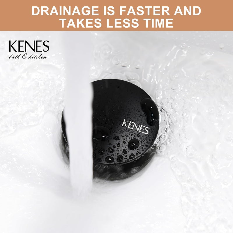 KENES Bathroom Vessel Sink Pop Up Drain Without Overflow Assembly, Lavatory Vanity Sink Drain Stopper, Anti-Clogging Drain Strainer, Matte Black, KE-P300A-2 - Image 5