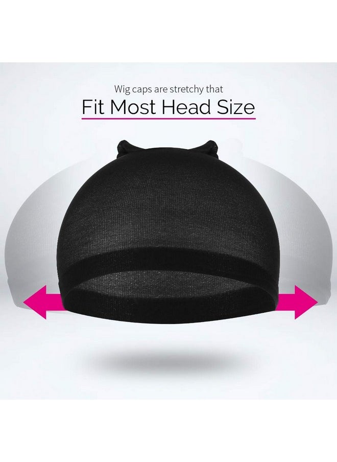 FANDAMEI - FANDAMEI Wig Cap, Nylon Wig Caps, 4 Pieces Stocking Wig Caps for Women (Black） - Image 1