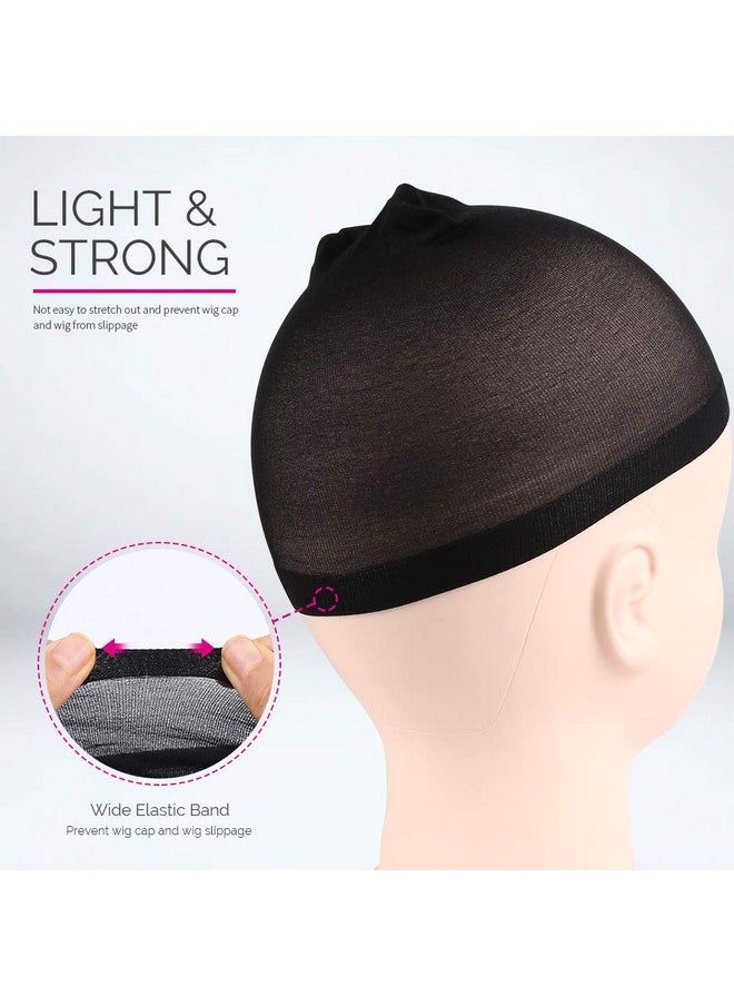 FANDAMEI - FANDAMEI Wig Cap, Nylon Wig Caps, 4 Pieces Stocking Wig Caps for Women (Black） - Image 1