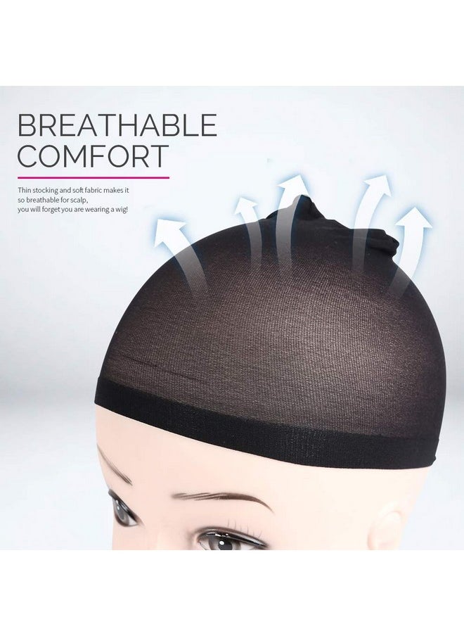 FANDAMEI - FANDAMEI Wig Cap, Nylon Wig Caps, 4 Pieces Stocking Wig Caps for Women (Black） - Image 1