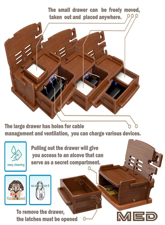 Med حامل هاتف خشبي أنيق، منظم للطاولة الجانبية للرجال - إكسسوارات منزلية للرجال والنساء - هدايا رائعة، خفيف الوزن - Image 5