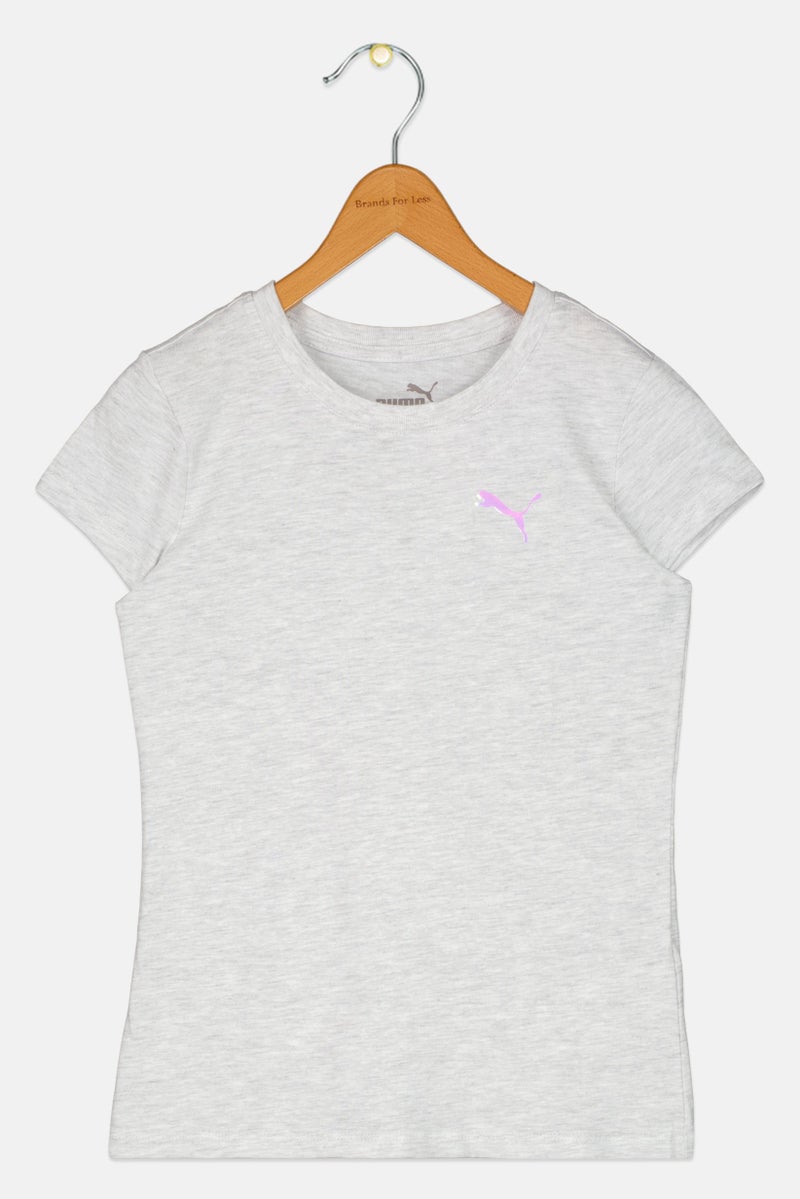 PUMA ملابس رياضية للبنات للأطفال تي شيرت تدريب قصير الأكمام، رمادي فاتح - Image 2