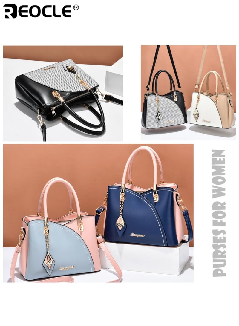 ريوكل حقيبة حمل نسائية ذات سعة كبيرة أزياء الكتف وحقيبة كروس بودي مادة PU تصميم متوسط الصلابة للتنقل اليومي ورحلات السفر والتسوق - Image 3