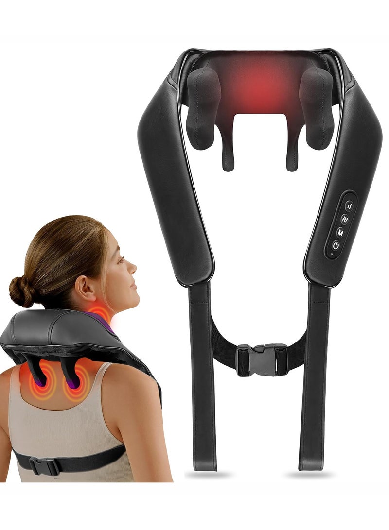 إسكدنيا Shiatsu Neck Massager with Heat 【2025 Upgraded】 - Ideal Gifts for Mom Dad,Cordless Kneading Massage for Pain Relief, Rechargeable Massage for Neck, Shoulder and Back - Image 1