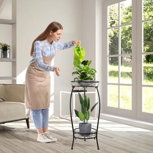 YHIJURS Plant Stand Indoor Outdoor 27.1'', 2 Tier Tall Metal Plant Stands, Heavy Duty Rustproof Corner Flower Potted Rack for Planter Holder Home Patio Balcony Garden -Black - Image 5