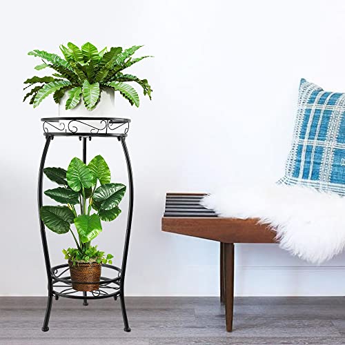 YHIJURS Plant Stand Indoor Outdoor 27.1'', 2 Tier Tall Metal Plant Stands, Heavy Duty Rustproof Corner Flower Potted Rack for Planter Holder Home Patio Balcony Garden -Black - Image 4