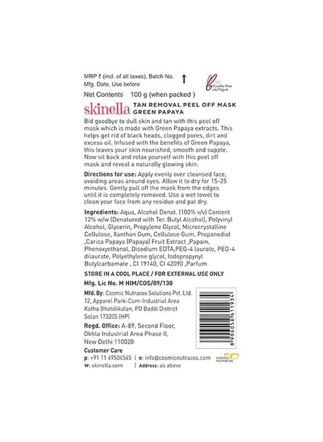skinella - Tan Removal Peel Of Mask Green Papaya 100Gm - Image 1