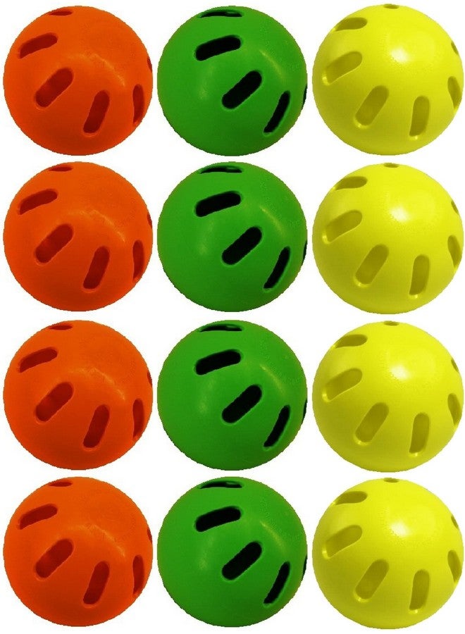 ماتي محطة الألعاب مجموعة كرات بيسبول Matty's Toy Stop Wiffle باللون الأخضر والبرتقالي والأصفر، بالحجم الرسمي، مجموعة ألوان حصرية - عبوة من 12 قطعة (4 خضراء، 4 برتقالية، و4 صفراء) - Image 1