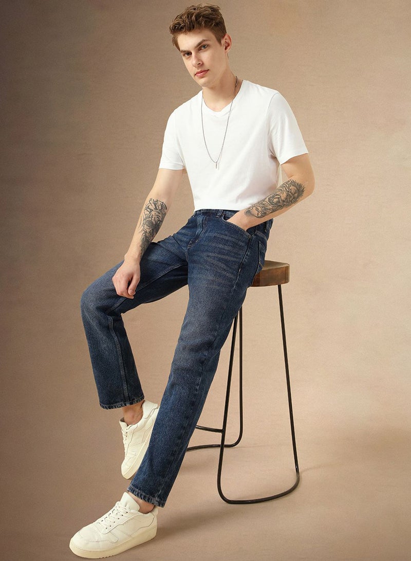 Dennis Lingo Men's Indigo 100% Cotton Solid Full Length Relaxed Fit Jeans - Image 3