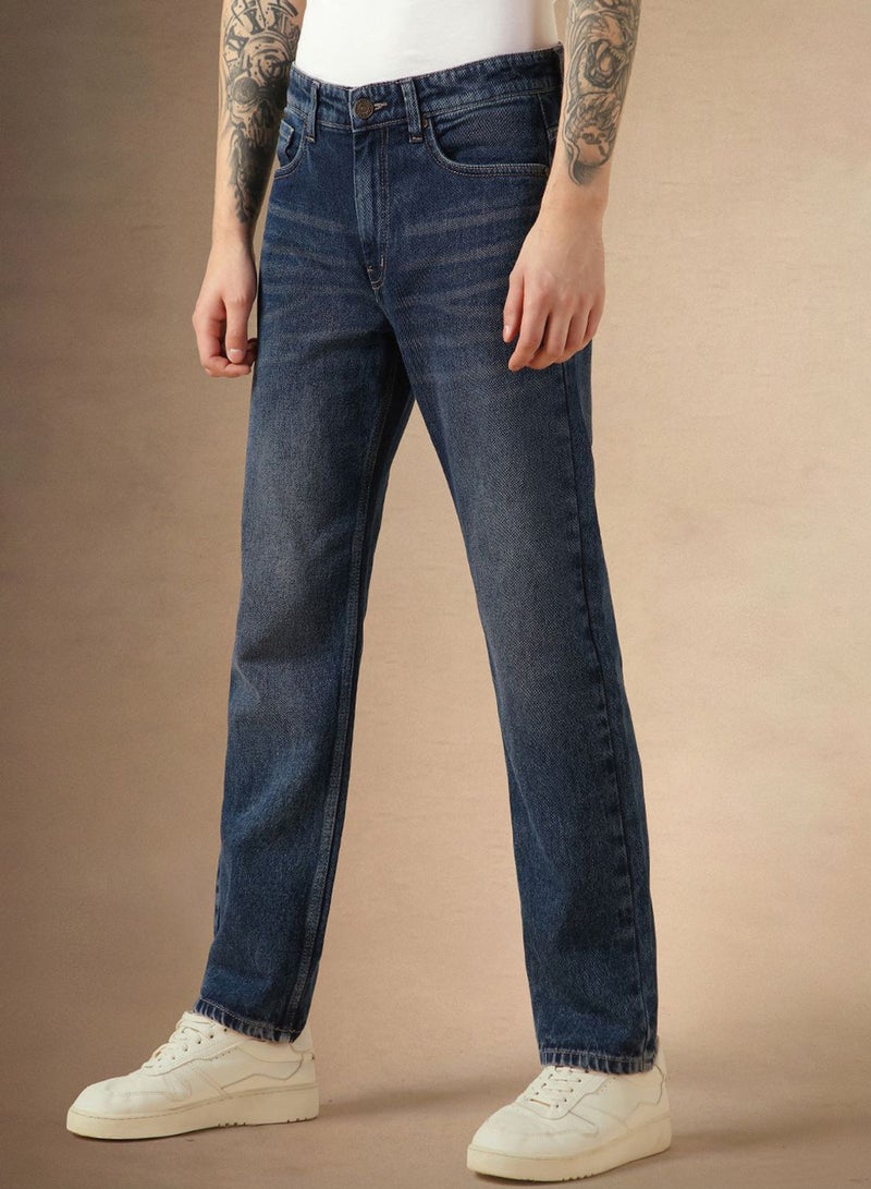 Dennis Lingo Men's Indigo 100% Cotton Solid Full Length Relaxed Fit Jeans - Image 1