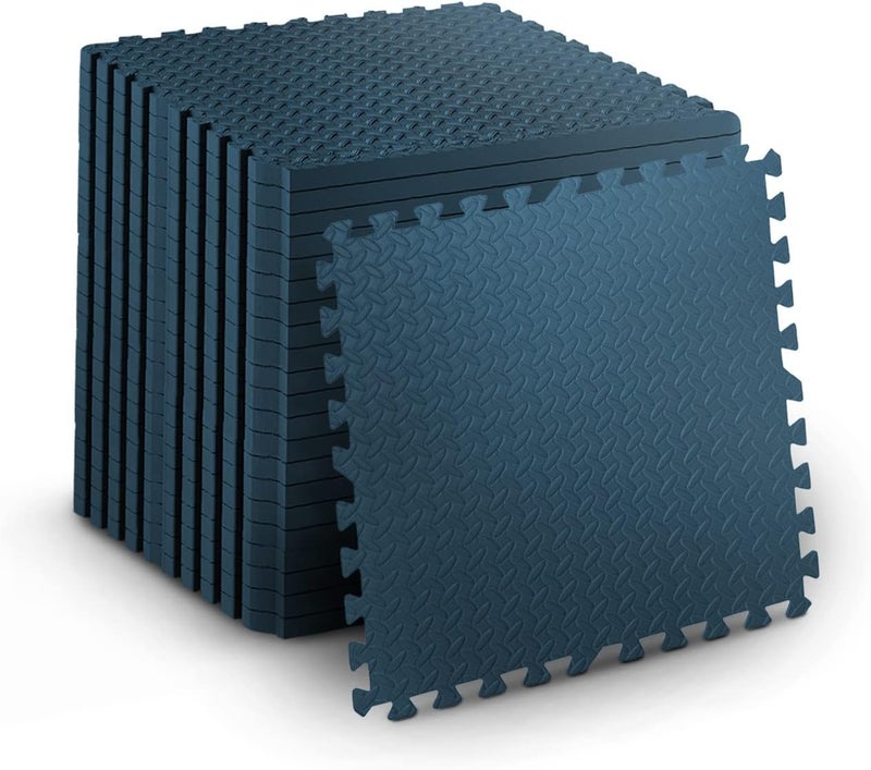 SIGNATRON Fitness Puzzle Mat, Gym Floor Mat, Exercise Mat, Interlocking Tiles, Protective Flooring for Gym Equipment and Workouts, Gym mats for Floor (8Pc || 32 SqFt, Navy Blue) - Image 1