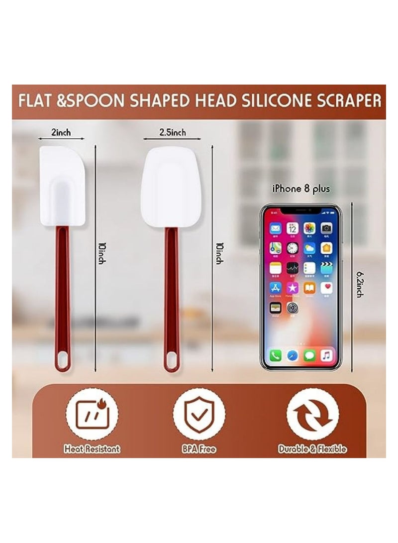 SYOSI 4PCS Heat Resistant Silicone Spatula Set, 10" Rubber Spatulas for Baking Jar Scraper Kitchen Tool Cooking Spatula for Cooking Baking Mixing Frosting Spreading, 500 Fahrenheit, Dishwasher Safe, 2 Size - Image 4