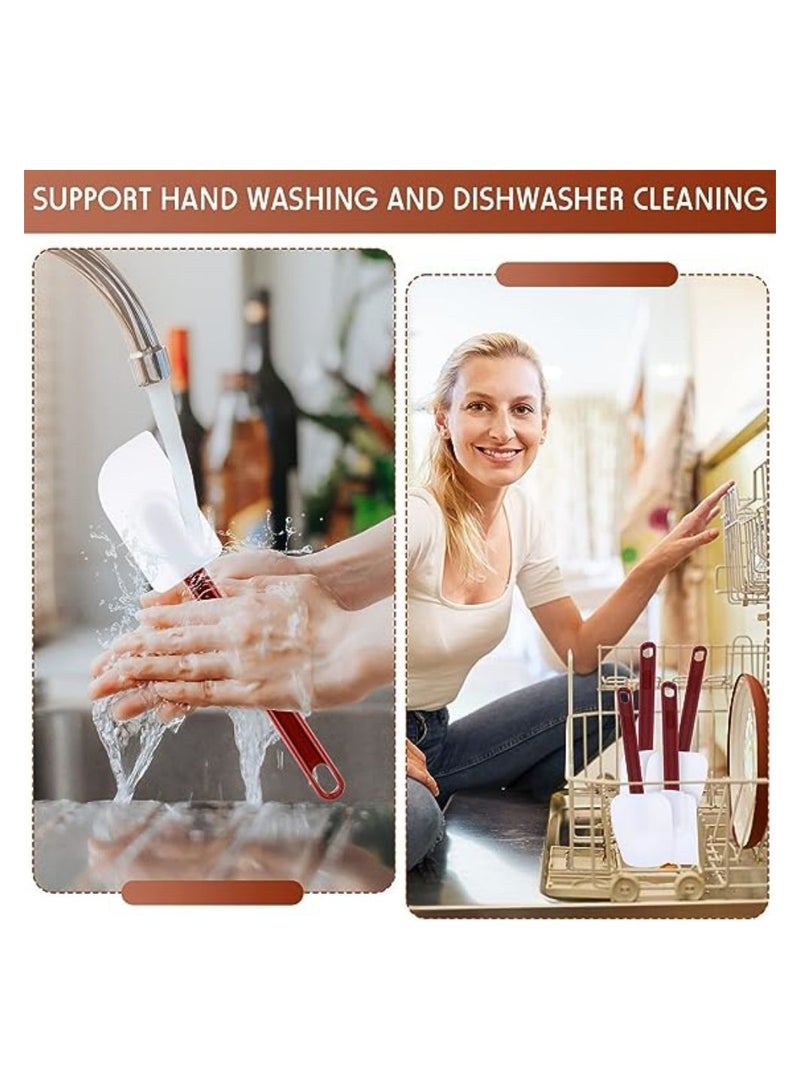 SYOSI 4PCS Heat Resistant Silicone Spatula Set, 10" Rubber Spatulas for Baking Jar Scraper Kitchen Tool Cooking Spatula for Cooking Baking Mixing Frosting Spreading, 500 Fahrenheit, Dishwasher Safe, 2 Size - Image 3