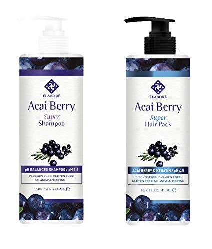 Elabore Acai Berry Super Hair Pack Shampoo Set 1606floz 475ml