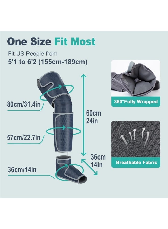4-in-1 Leg Massager - Air Compression for Circulation & Pain Relief - 3 Heat Levels - Full Foot, Calf, Knee & Thigh Therapy - Perfect Gift - Image 5