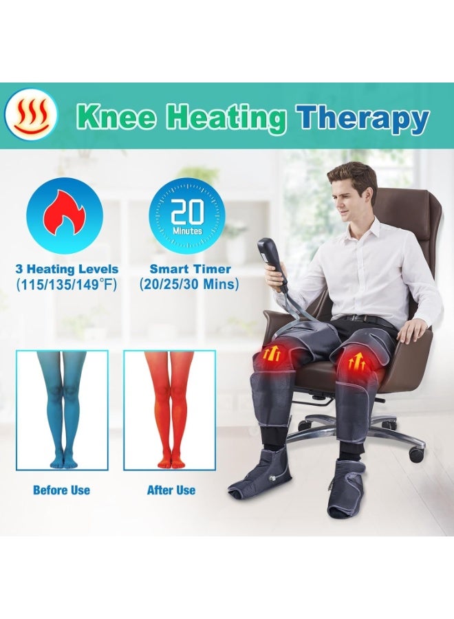 4-in-1 Leg Massager - Air Compression for Circulation & Pain Relief - 3 Heat Levels - Full Foot, Calf, Knee & Thigh Therapy - Perfect Gift - Image 4