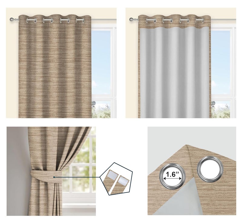 LUVI FABRICS Argyle Curtains for Living Room Bedroom Leaf Printed Rustic Linen Textured Chiku Panel Drapes Window Chiku 7 Feet Set of one Pair - Image 3