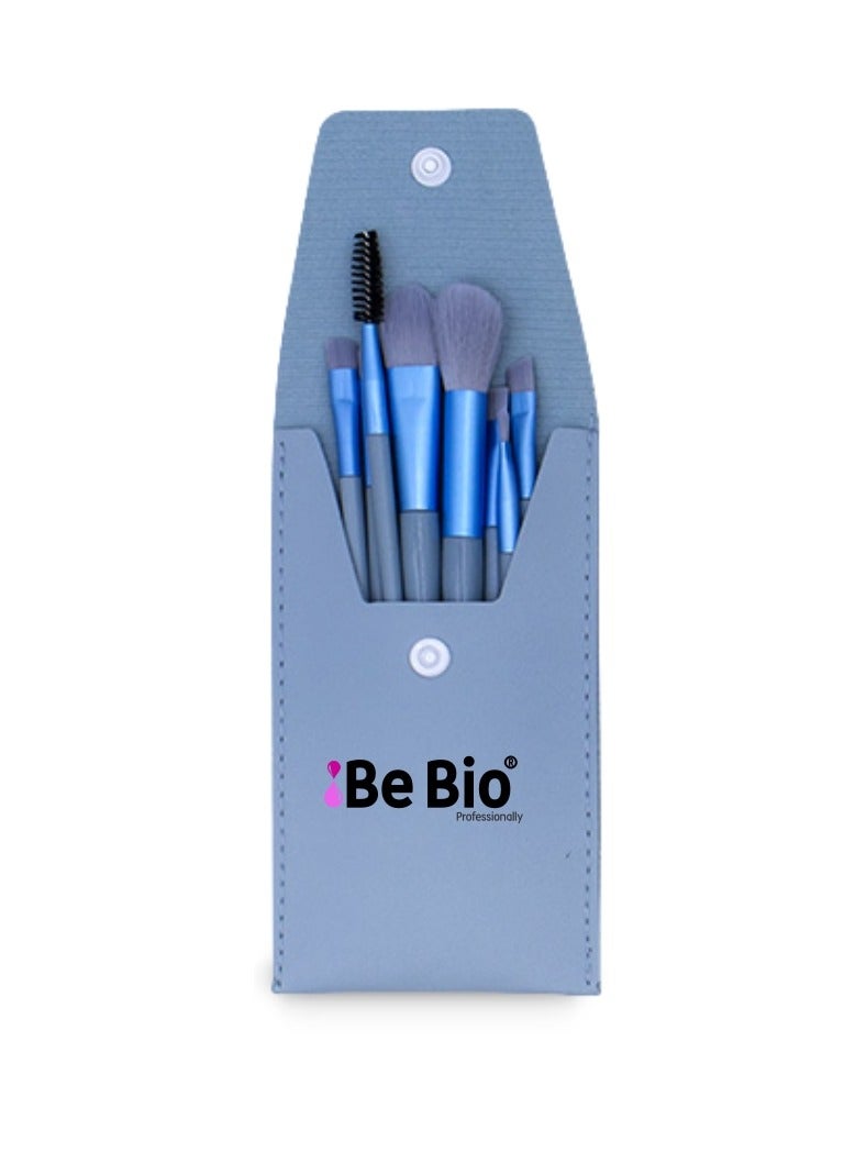 Be Bio Professionally Mini Makeup Brush Set – 8 Pieces with Bionic Fiber Brushes & Luxury Leather Storage Case - Image 1