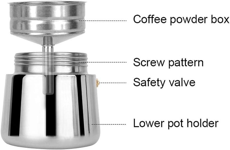 SHIV HOME WORLD Stainless Steel Coffee Maker Moka Pot Espresso Coffee Maker Stovetop Espresso Maker Portable Electric Heating Espresso Coffee Maker for Home Office Use 6Cup 10INCH 900ML Set of1  - Image 5